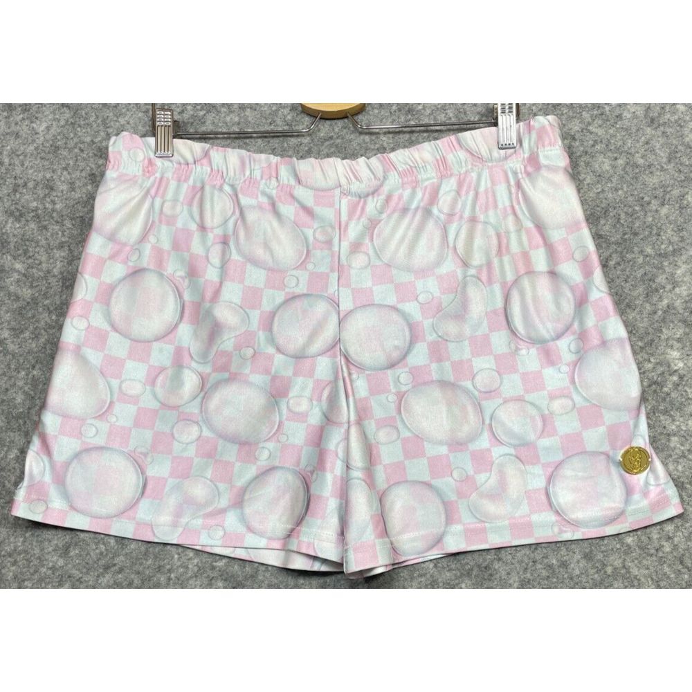 Slick It Up‎ Mens Shorts Checkered Lined Gay Drawstring Stretch Pink White L